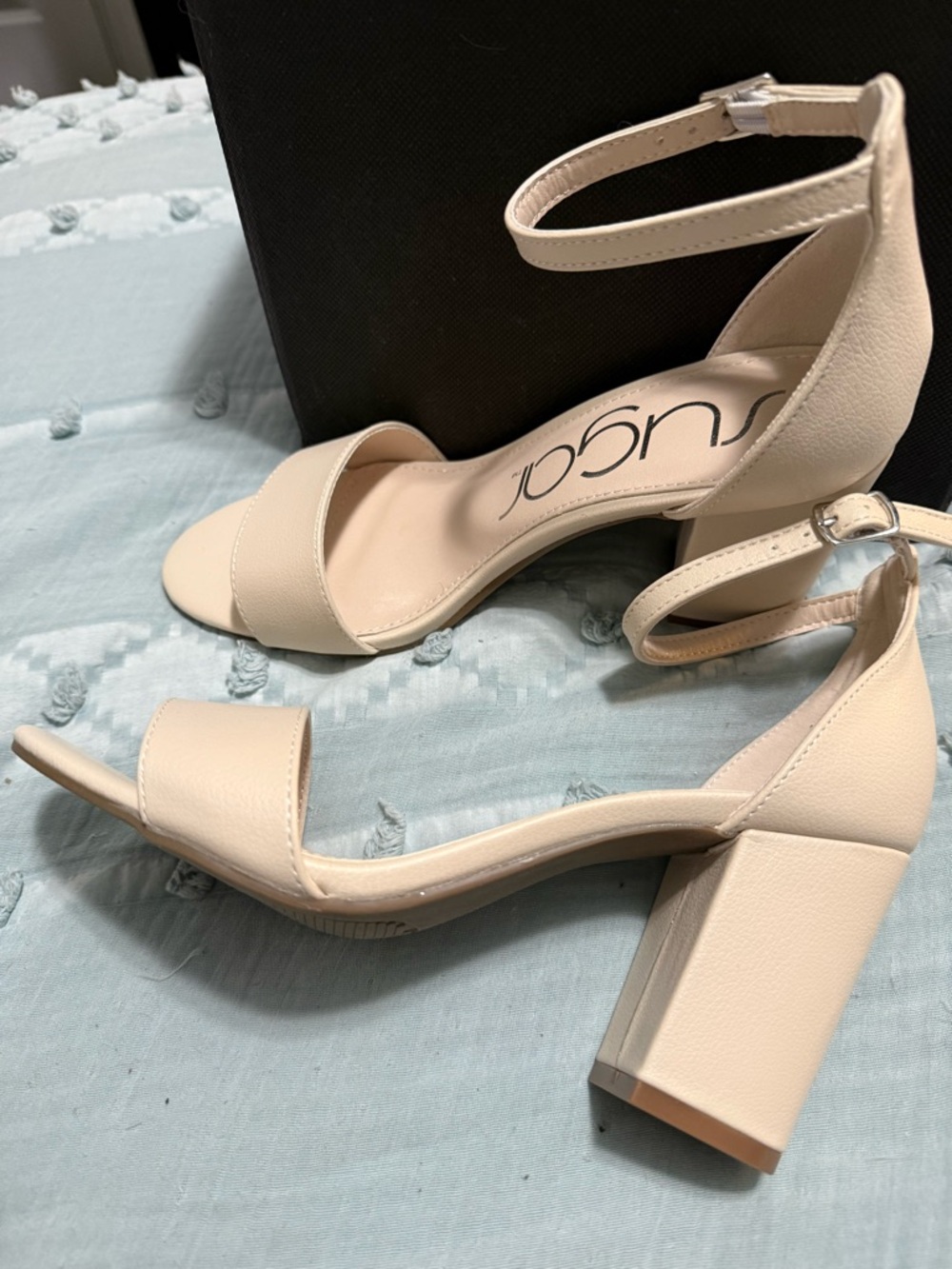 Sugar Women's Cream Ankle-Strap Block Heels - Picture 2 of 3